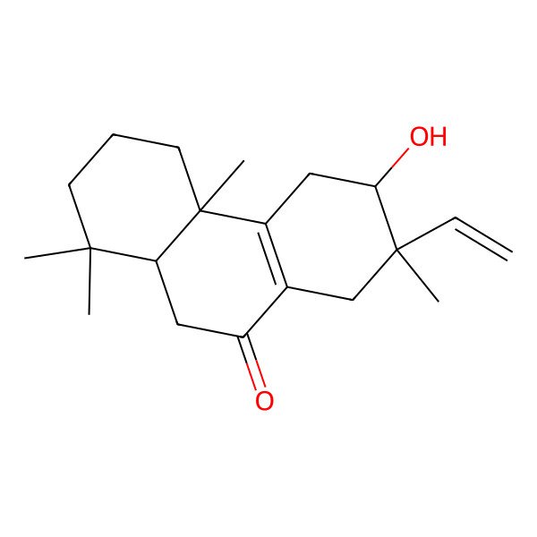 2D Structure of (4aS,6R,7S,10aR)-7-ethenyl-6-hydroxy-1,1,4a,7-tetramethyl-2,3,4,5,6,8,10,10a-octahydrophenanthren-9-one