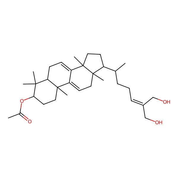 2D Structure of [17-[7-hydroxy-6-(hydroxymethyl)hept-5-en-2-yl]-4,4,10,13,14-pentamethyl-2,3,5,6,12,15,16,17-octahydro-1H-cyclopenta[a]phenanthren-3-yl] acetate