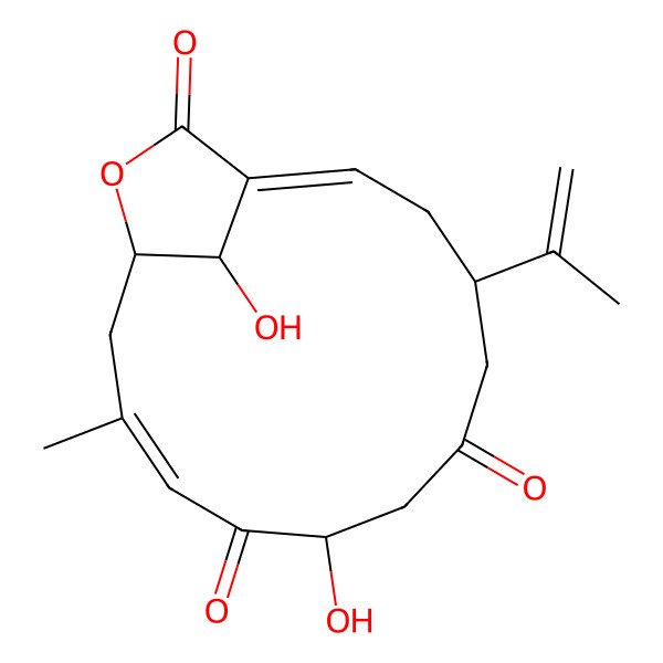 2D Structure of (1Z,4S,8S,10Z,13R,16S)-8,16-dihydroxy-11-methyl-4-prop-1-en-2-yl-14-oxabicyclo[11.2.1]hexadeca-1,10-diene-6,9,15-trione