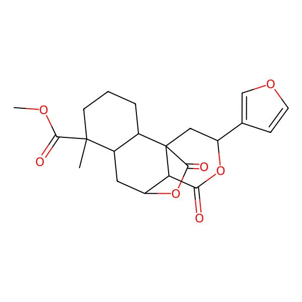 2D Structure of methyl (1R,2R,6S,7R,10S,13S)-13-(furan-3-yl)-6-methyl-11,15-dioxo-12,16-dioxatetracyclo[7.5.2.01,10.02,7]hexadecane-6-carboxylate