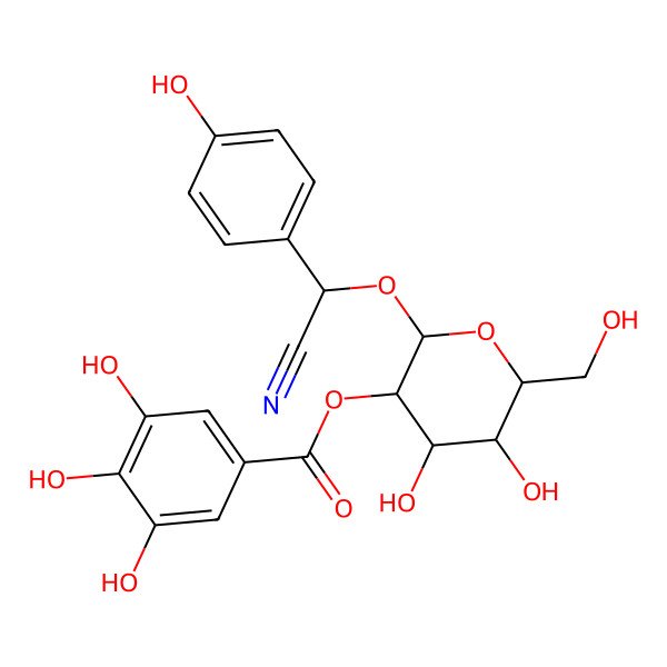 2D Structure of [2-[Cyano-(4-hydroxyphenyl)methoxy]-4,5-dihydroxy-6-(hydroxymethyl)oxan-3-yl] 3,4,5-trihydroxybenzoate