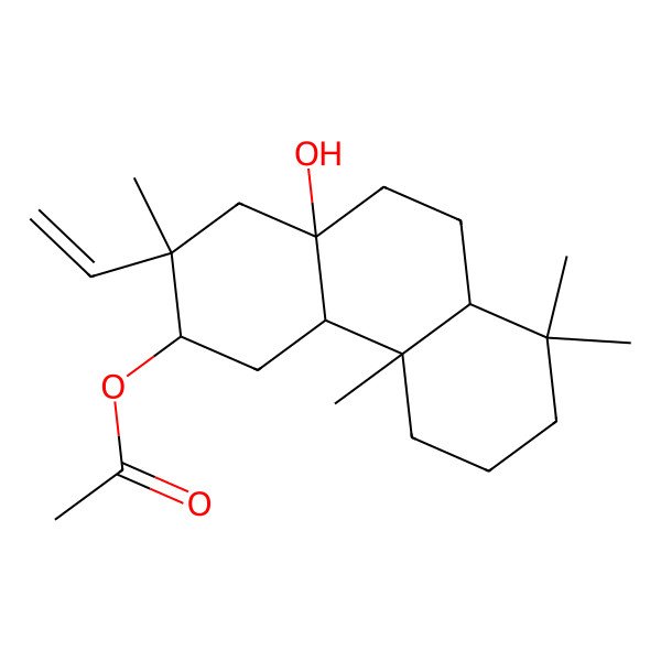 2D Structure of (2-Ethenyl-10a-hydroxy-2,4b,8,8-tetramethyl-1,3,4,4a,5,6,7,8a,9,10-decahydrophenanthren-3-yl) acetate