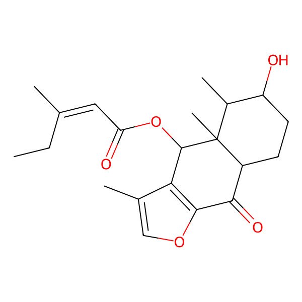 2D Structure of [(4S,4aR,5R,6R,8aR)-6-hydroxy-3,4a,5-trimethyl-9-oxo-4,5,6,7,8,8a-hexahydrobenzo[f][1]benzofuran-4-yl] (E)-3-methylpent-2-enoate