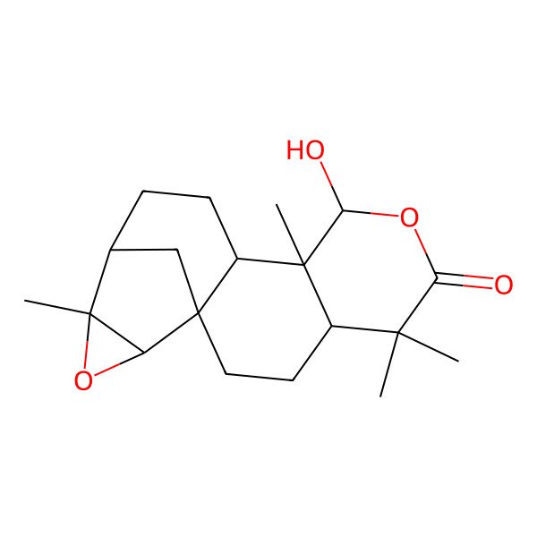 2D Structure of (1R,4S,8R,9S,10R,13R,14S)-8-hydroxy-5,5,9,14-tetramethyl-7,15-dioxapentacyclo[11.3.1.01,10.04,9.014,16]heptadecan-6-one