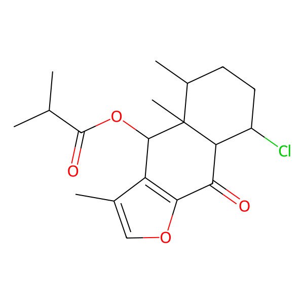 2D Structure of (8-Chloro-3,4a,5-trimethyl-9-oxo-4,5,6,7,8,8a-hexahydrobenzo[f][1]benzofuran-4-yl) 2-methylpropanoate