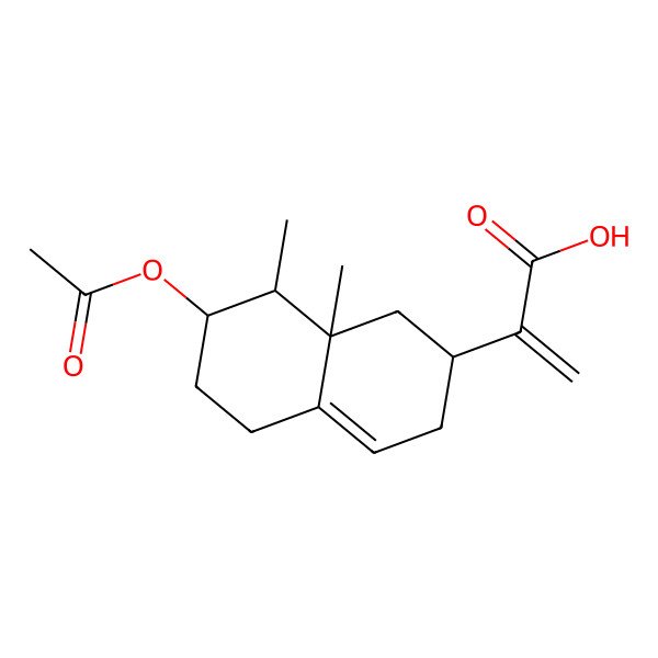 2D Structure of 2-[(2R,7S,8R,8aR)-7-acetyloxy-8,8a-dimethyl-2,3,5,6,7,8-hexahydro-1H-naphthalen-2-yl]prop-2-enoic acid