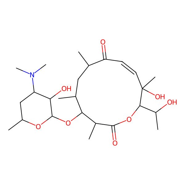 2D Structure of 4-[4-(Dimethylamino)-3-hydroxy-6-methyloxan-2-yl]oxy-11-hydroxy-12-(1-hydroxyethyl)-3,5,7,11-tetramethyl-1-oxacyclododec-9-ene-2,8-dione