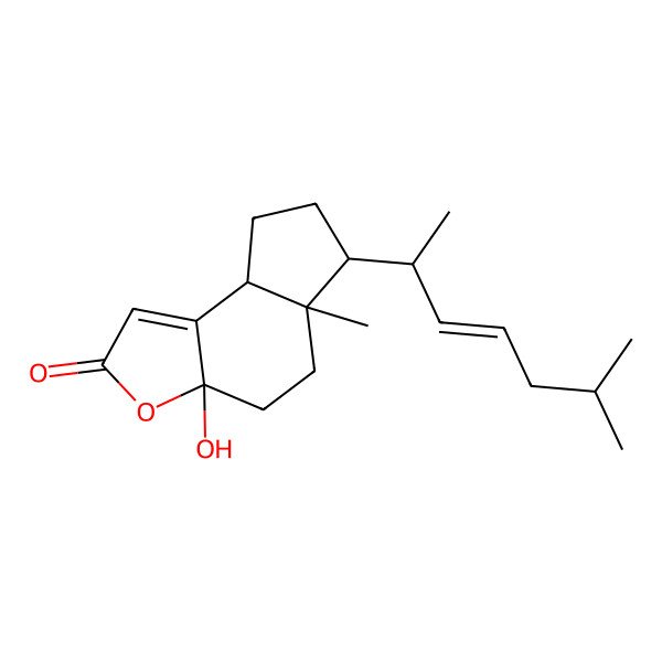 2D Structure of (3aS,5aR,6R,8aR)-3a-hydroxy-5a-methyl-6-[(E,2S)-6-methylhept-3-en-2-yl]-4,5,6,7,8,8a-hexahydrocyclopenta[e][1]benzofuran-2-one