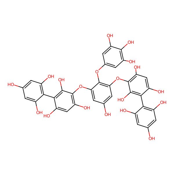 2D Structure of 2-[5-Hydroxy-2-(3,4,5-trihydroxyphenoxy)-3-[2,4,6-trihydroxy-3-(2,4,6-trihydroxyphenyl)phenoxy]phenoxy]-4-(2,4,6-trihydroxyphenyl)benzene-1,3,5-triol