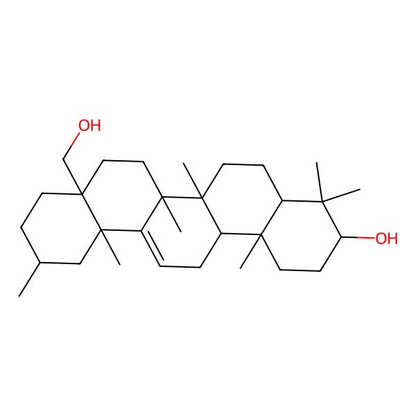 2D Structure of 8a-(Hydroxymethyl)-4,4,6a,6b,11,12a,14b-heptamethyl-1,2,3,4a,5,6,7,8,9,10,11,12,14,14a-tetradecahydropicen-3-ol
