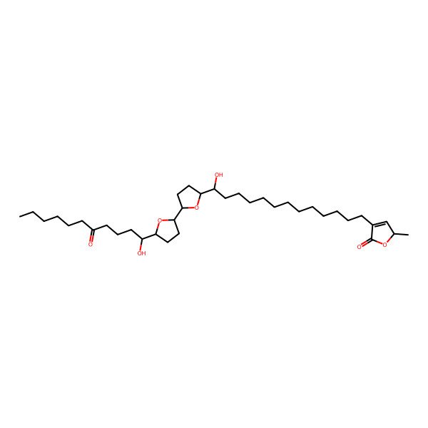 2D Structure of (2R)-4-[(13R)-13-hydroxy-13-[(2S,5S)-5-[(2R,5S)-5-[(1S)-1-hydroxy-5-oxoundecyl]oxolan-2-yl]oxolan-2-yl]tridecyl]-2-methyl-2H-furan-5-one