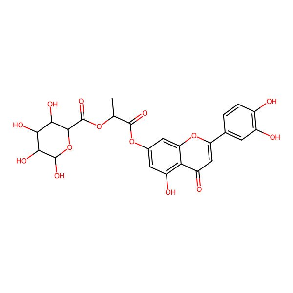 2D Structure of [1-[2-(3,4-Dihydroxyphenyl)-5-hydroxy-4-oxochromen-7-yl]oxy-1-oxopropan-2-yl] 3,4,5,6-tetrahydroxyoxane-2-carboxylate
