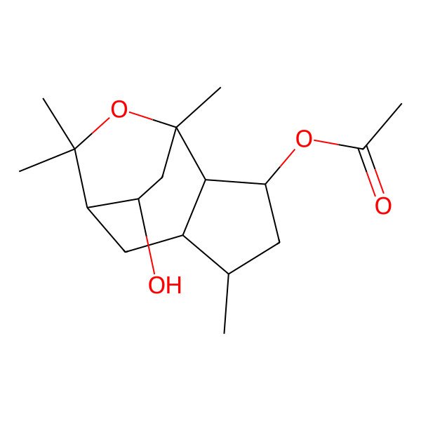 2D Structure of [(1S,2S,3R,5R,6R,8S,12S)-12-hydroxy-1,5,9,9-tetramethyl-10-oxatricyclo[6.2.2.02,6]dodecan-3-yl] acetate