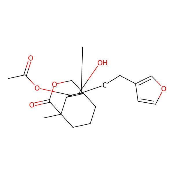 2D Structure of [2-[2-(Furan-3-yl)ethyl]-2-hydroxy-3,7-dimethyl-8-oxo-9-oxatricyclo[5.3.3.01,6]tridecan-5-yl] acetate