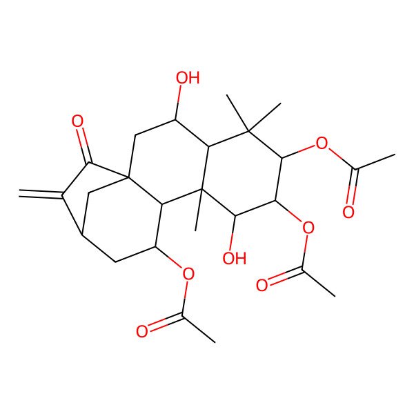 2D Structure of [(1S,3S,4R,6R,7S,8R,9R,10S,11S,13S)-6,7-diacetyloxy-3,8-dihydroxy-5,5,9-trimethyl-14-methylidene-15-oxo-11-tetracyclo[11.2.1.01,10.04,9]hexadecanyl] acetate