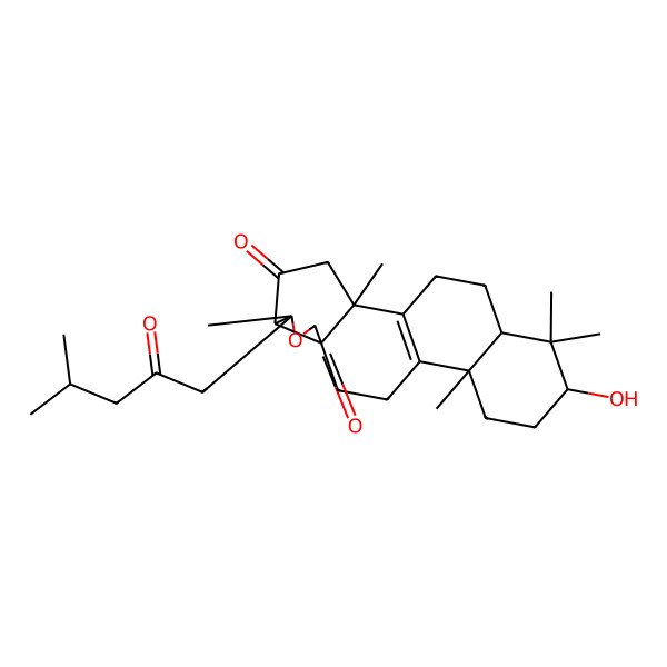 2D Structure of 16-Hydroxy-2,6,13,17,17-pentamethyl-6-(4-methyl-2-oxopentyl)-7-oxapentacyclo[10.8.0.02,9.05,9.013,18]icos-1(12)-ene-4,8-dione