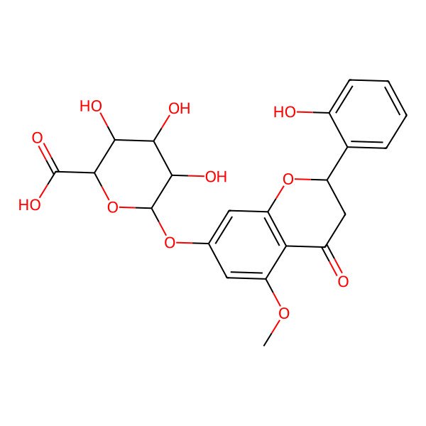 2D Structure of 3,4,5-Trihydroxy-6-[[2-(2-hydroxyphenyl)-5-methoxy-4-oxo-2,3-dihydrochromen-7-yl]oxy]oxane-2-carboxylic acid