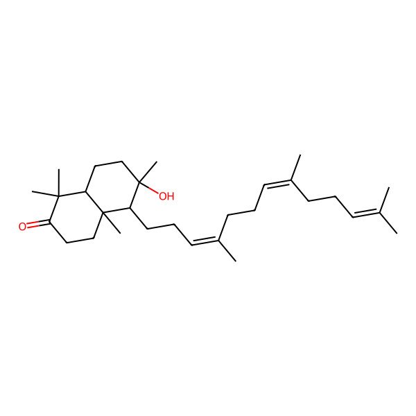 2D Structure of 6-Hydroxy-1,1,4a,6-tetramethyl-5-(4,8,12-trimethyltrideca-3,7,11-trienyl)-3,4,5,7,8,8a-hexahydronaphthalen-2-one