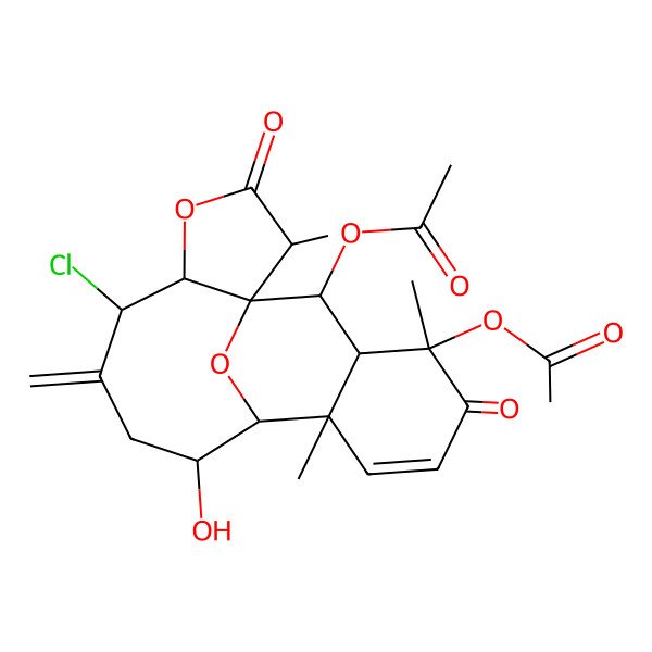 2D Structure of [(1S,2R,5R,6S,9R,10S,11S,15S,16S,17R)-15-acetyloxy-6-chloro-9-hydroxy-2,11,15-trimethyl-7-methylidene-3,14-dioxo-4,18-dioxatetracyclo[8.7.1.01,5.011,16]octadec-12-en-17-yl] acetate