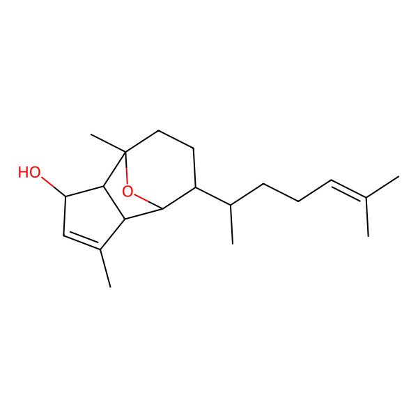 2D Structure of (1S,2S,3R,6S,7R,8S)-1,5-dimethyl-8-[(2R)-6-methylhept-5-en-2-yl]-11-oxatricyclo[5.3.1.02,6]undec-4-en-3-ol