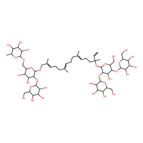 2D Structure of 2-[[3,4-Dihydroxy-6-[14-[4-hydroxy-6-(hydroxymethyl)-3,5-bis[[3,4,5-trihydroxy-6-(hydroxymethyl)oxan-2-yl]oxy]oxan-2-yl]oxy-2,6,10,14-tetramethylhexadeca-2,6,10,15-tetraenoxy]-5-[3,4,5-trihydroxy-6-(hydroxymethyl)oxan-2-yl]oxyoxan-2-yl]methoxy]-6-methyloxane-3,4,5-triol