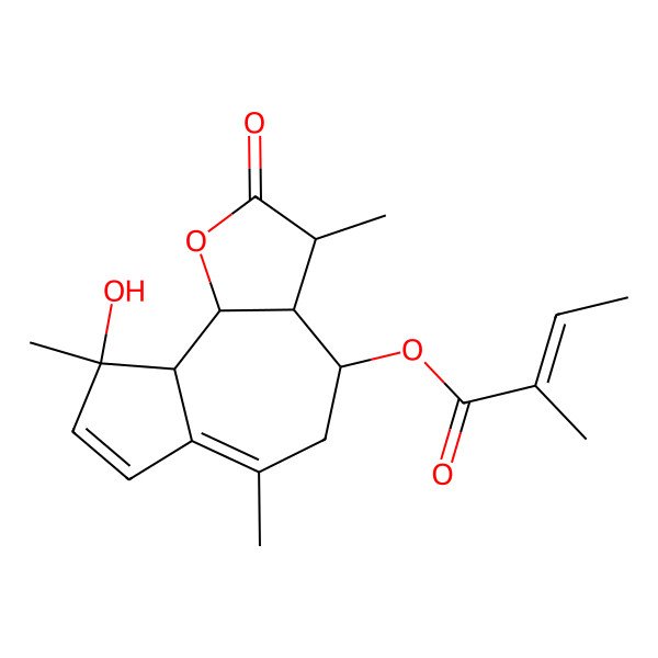 2D Structure of [(3S,3aR,4S,9S,9aS,9bS)-9-hydroxy-3,6,9-trimethyl-2-oxo-3,3a,4,5,9a,9b-hexahydroazuleno[4,5-b]furan-4-yl] (E)-2-methylbut-2-enoate