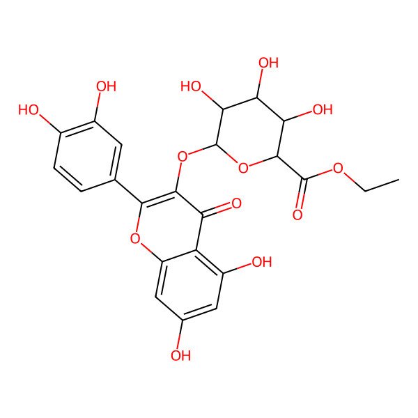 2D Structure of Ethyl 6-[2-(3,4-dihydroxyphenyl)-5,7-dihydroxy-4-oxochromen-3-yl]oxy-3,4,5-trihydroxyoxane-2-carboxylate