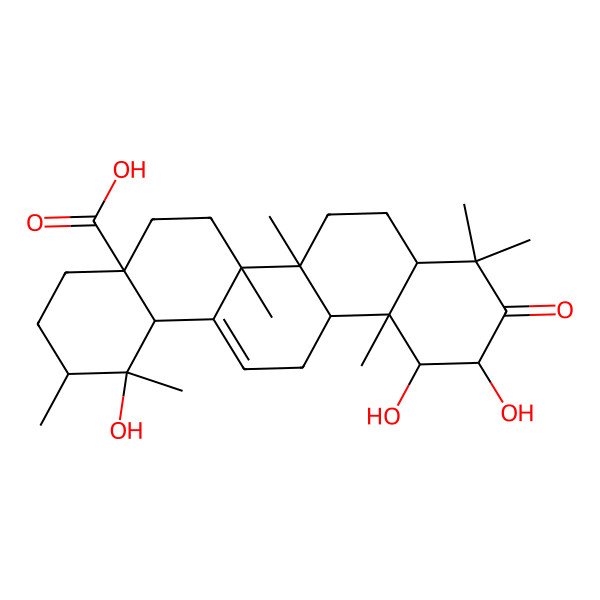 2D Structure of 1,11,12-trihydroxy-1,2,6a,6b,9,9,12a-heptamethyl-10-oxo-3,4,5,6,6a,7,8,8a,11,12,13,14b-dodecahydro-2H-picene-4a-carboxylic acid