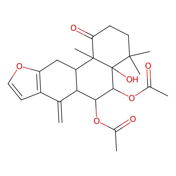 2D Structure of (5-acetyloxy-4a-hydroxy-4,4,11b-trimethyl-7-methylidene-1-oxo-3,5,6,6a,11,11a-hexahydro-2H-naphtho[2,1-f][1]benzofuran-6-yl) acetate