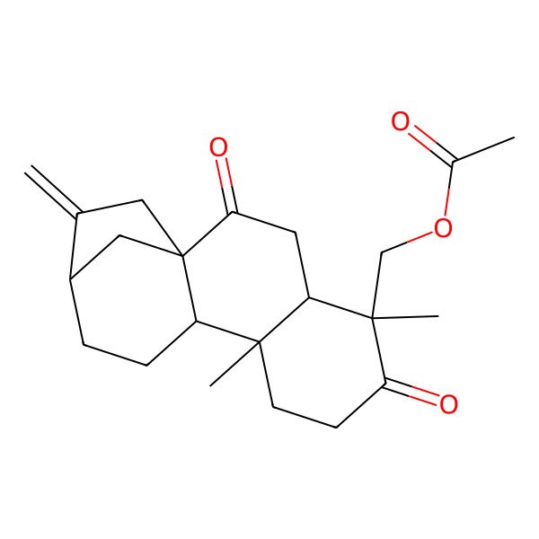 2D Structure of [(1R,5S,9S,13R)-5,9-dimethyl-14-methylidene-2,6-dioxo-5-tetracyclo[11.2.1.01,10.04,9]hexadecanyl]methyl acetate