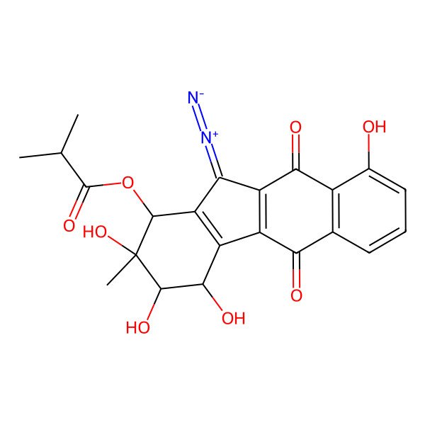 2D Structure of [(1R,2S,3R,4S)-11-diazo-2,3,4,9-tetrahydroxy-2-methyl-5,10-dioxo-3,4-dihydro-1H-benzo[h]fluoren-1-yl] 2-methylpropanoate