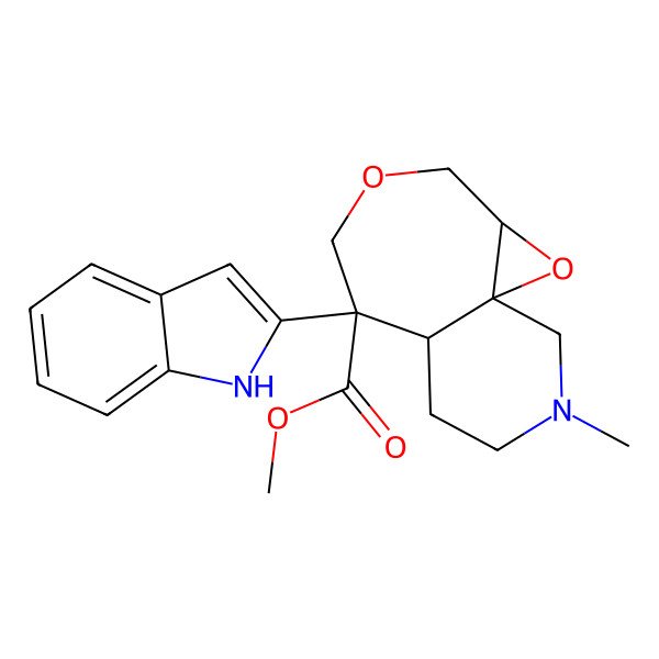 2D Structure of methyl (1S,3R,7S,8R)-7-(1H-indol-2-yl)-11-methyl-2,5-dioxa-11-azatricyclo[6.4.0.01,3]dodecane-7-carboxylate