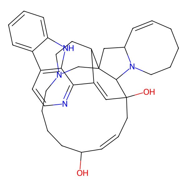 2D Structure of (1R,2R,4R,5Z,12R,13S,15Z,17R)-25-(9H-pyrido[3,4-b]indol-1-yl)-11,22-diazapentacyclo[11.11.2.12,22.02,12.04,11]heptacosa-5,15,25-triene-13,17-diol