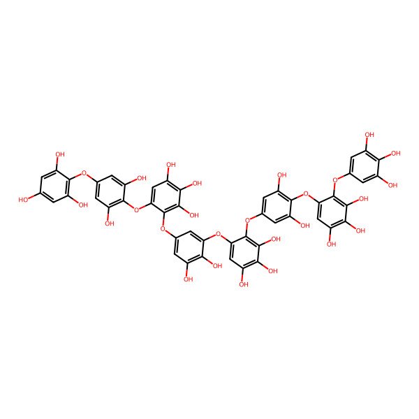 2D Structure of 5-[5-[6-[2,6-Dihydroxy-4-(2,4,6-trihydroxyphenoxy)phenoxy]-2,3,4-trihydroxyphenoxy]-2,3-dihydroxyphenoxy]-4-[3,5-dihydroxy-4-[3,4,5-trihydroxy-2-(3,4,5-trihydroxyphenoxy)phenoxy]phenoxy]benzene-1,2,3-triol