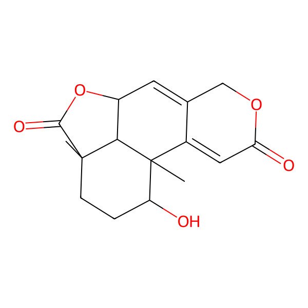 2D Structure of (1S,9R,12S,15R,16R)-15-hydroxy-1,12-dimethyl-5,10-dioxatetracyclo[7.6.1.02,7.012,16]hexadeca-2,7-diene-4,11-dione