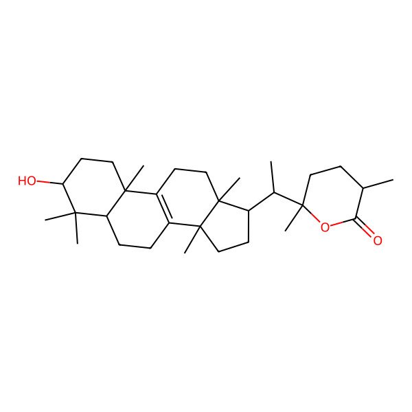 2D Structure of 6-[1-(3-hydroxy-4,4,10,13,14-pentamethyl-2,3,5,6,7,11,12,15,16,17-decahydro-1H-cyclopenta[a]phenanthren-17-yl)ethyl]-3,6-dimethyloxan-2-one