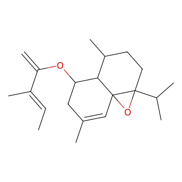 2D Structure of (1aS,4S,4aS,5S,8aS)-4,7-dimethyl-5-[(3Z)-3-methylpenta-1,3-dien-2-yl]oxy-1a-propan-2-yl-2,3,4,4a,5,6-hexahydronaphtho[1,8a-b]oxirene