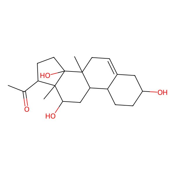 2D Structure of 1-[(3S,8R,9R,12R,13S,14S,17S)-3,12,14-trihydroxy-8,13-dimethyl-1,2,3,4,7,9,10,11,12,15,16,17-dodecahydrocyclopenta[a]phenanthren-17-yl]ethanone