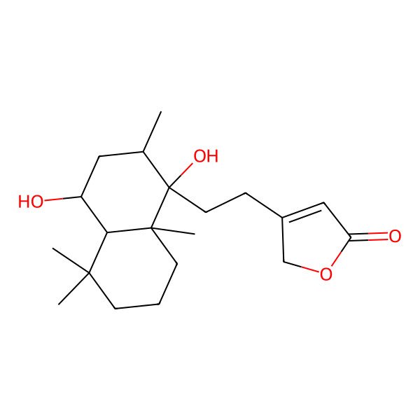 2D Structure of 3-[2-(1,4-dihydroxy-2,5,5,8a-tetramethyl-3,4,4a,6,7,8-hexahydro-2H-naphthalen-1-yl)ethyl]-2H-furan-5-one