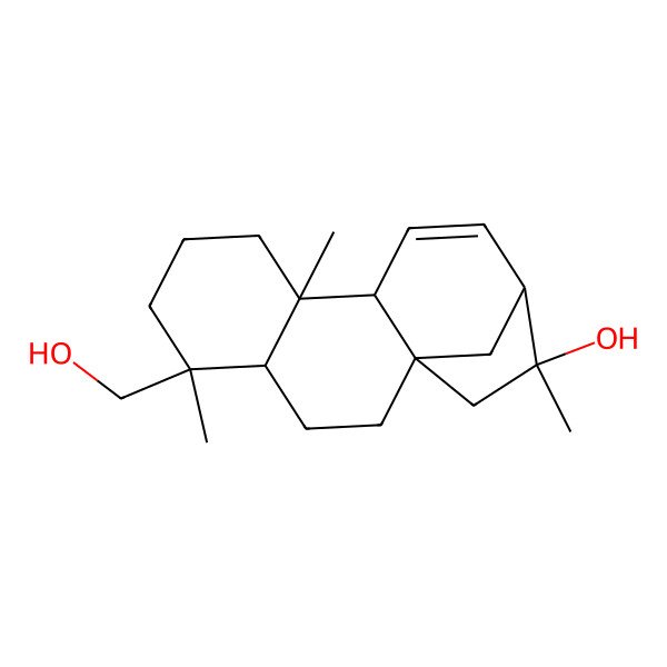 2D Structure of (1S,4S,5S,9R,10R,13S,14R)-5-(hydroxymethyl)-5,9,14-trimethyltetracyclo[11.2.1.01,10.04,9]hexadec-11-en-14-ol
