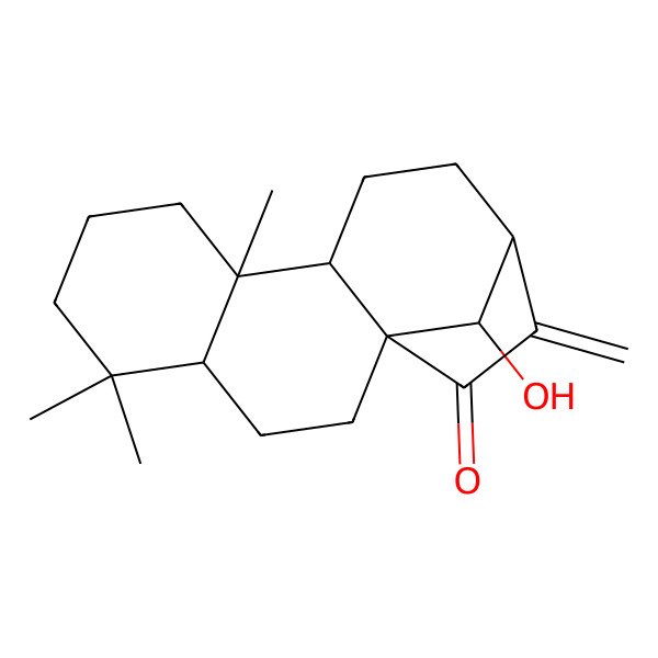 2D Structure of (1S,4R,9R,10S,13R,16R)-16-hydroxy-5,5,9-trimethyl-14-methylidenetetracyclo[11.2.1.01,10.04,9]hexadecan-15-one