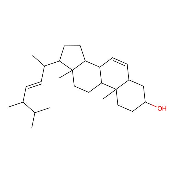 2D Structure of (3S,5R,8R,9S,10S,13R,14S,17R)-17-[(E,2R,5R)-5,6-dimethylhept-3-en-2-yl]-10,13-dimethyl-2,3,4,5,8,9,11,12,14,15,16,17-dodecahydro-1H-cyclopenta[a]phenanthren-3-ol