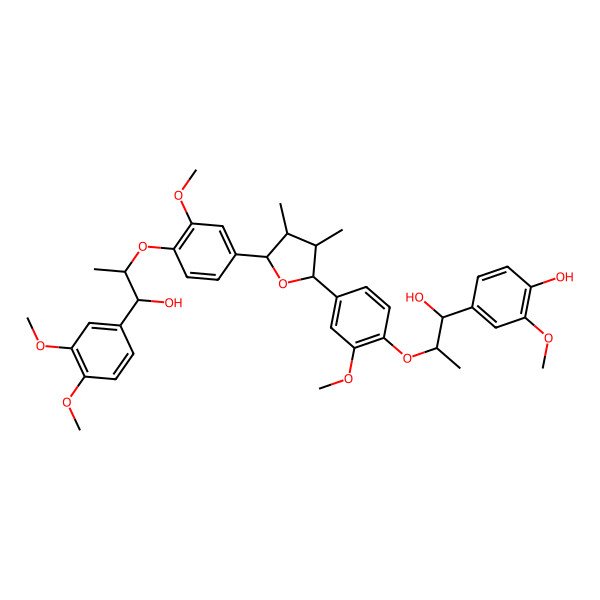 2D Structure of 4-[2-[4-[5-[4-[1-(3,4-Dimethoxyphenyl)-1-hydroxypropan-2-yl]oxy-3-methoxyphenyl]-3,4-dimethyloxolan-2-yl]-2-methoxyphenoxy]-1-hydroxypropyl]-2-methoxyphenol