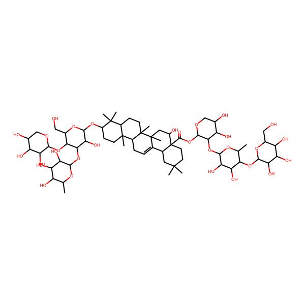 2D Structure of [3-[3,4-Dihydroxy-6-methyl-5-[3,4,5-trihydroxy-6-(hydroxymethyl)oxan-2-yl]oxyoxan-2-yl]oxy-4,5-dihydroxyoxan-2-yl] 5-hydroxy-10-[3-hydroxy-6-(hydroxymethyl)-4-(3,4,5-trihydroxy-6-methyloxan-2-yl)oxy-5-(3,4,5-trihydroxyoxan-2-yl)oxyoxan-2-yl]oxy-2,2,6a,6b,9,9,12a-heptamethyl-1,3,4,5,6,6a,7,8,8a,10,11,12,13,14b-tetradecahydropicene-4a-carboxylate