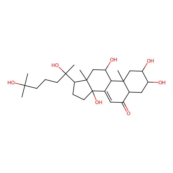 2D Structure of (2S,3R,5R,9R,10R,11R,13R,14S,17S)-17-[(2S)-2,6-dihydroxy-6-methylheptan-2-yl]-2,3,11,14-tetrahydroxy-10,13-dimethyl-2,3,4,5,9,11,12,15,16,17-decahydro-1H-cyclopenta[a]phenanthren-6-one