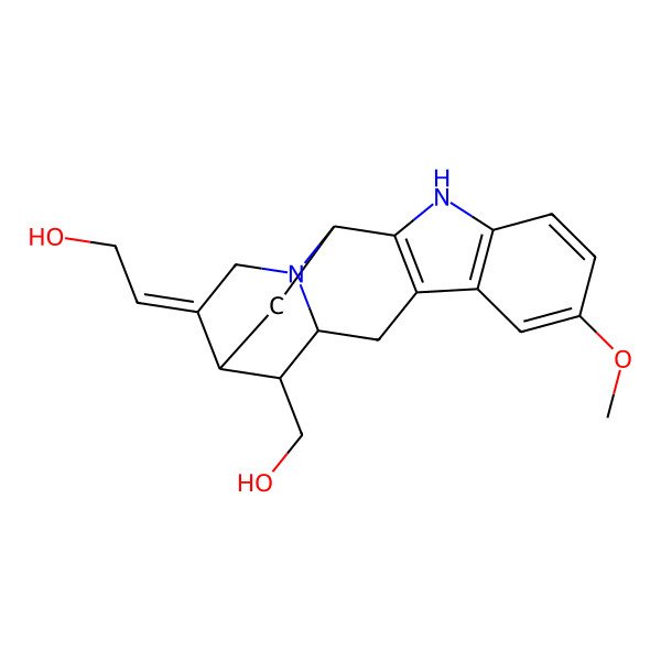 2D Structure of 2-[13-(Hydroxymethyl)-7-methoxy-3,17-diazapentacyclo[12.3.1.02,10.04,9.012,17]octadeca-2(10),4(9),5,7-tetraen-15-ylidene]ethanol