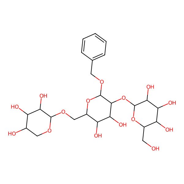 2D Structure of NCGC00386010-01_C24H36O15_Benzyl beta-D-glucopyranosyl-(1->2)-[beta-D-xylopyranosyl-(1->6)]-beta-D-glucopyranoside