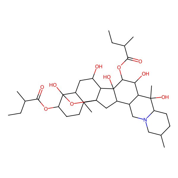 2D Structure of [10,12,14,16,23-Pentahydroxy-6,10,19-trimethyl-13-(2-methylbutanoyloxy)-24-oxa-4-azaheptacyclo[12.12.0.02,11.04,9.015,25.018,23.019,25]hexacosan-22-yl] 2-methylbutanoate