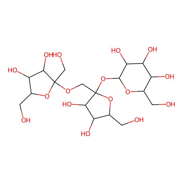 2D Structure of (2R,3R,4S,5S,6R)-2-[(2S,3S,4S,5R)-2-[[(2R,3S,4S,5R)-3,4-dihydroxy-2,5-bis(hydroxymethyl)oxolan-2-yl]oxymethyl]-3,4-dihydroxy-5-(hydroxymethyl)oxolan-2-yl]oxy-6-(hydroxymethyl)oxane-3,4,5-triol