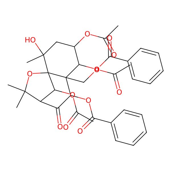 2D Structure of [(1S,2S,4S,5R,6S,7S,9R,12R)-4,12-diacetyloxy-6-(acetyloxymethyl)-7-benzoyloxy-2-hydroxy-2,10,10-trimethyl-8-oxo-11-oxatricyclo[7.2.1.01,6]dodecan-5-yl] benzoate